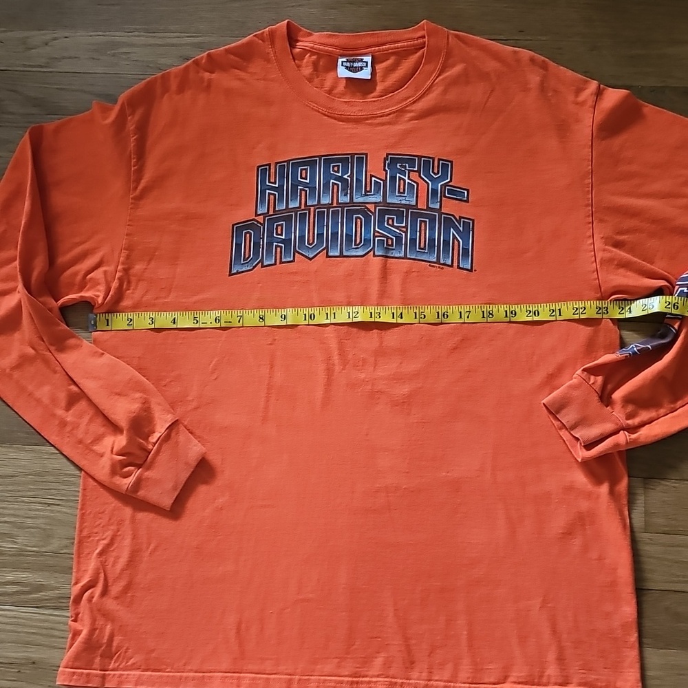Harley Davidson Long Sleeve Safety Orange Somerset PA HD T-Shirt Men's Size XL - Picture 6 of 13